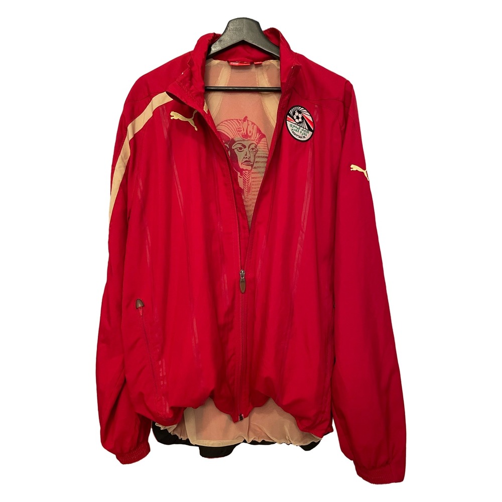 Puma 2010 Egypt National Team Soccer Track Jacket Large Red Full Zip Windbreaker